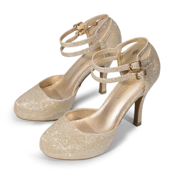 Dream Pairs Shoes - 23. NEW SIZE 10 Dream Pairs Champagne Glitter Heels with Ankle Strap